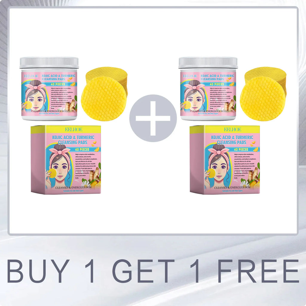 EELHOE Turmeric Kojic Acid Facial Cleansing Pads Cleaning Remover Pores Dirt Moisturizer Face Exfoliating Daily Clean Skin Care Oasis Select Buy 1 for 1 Free
