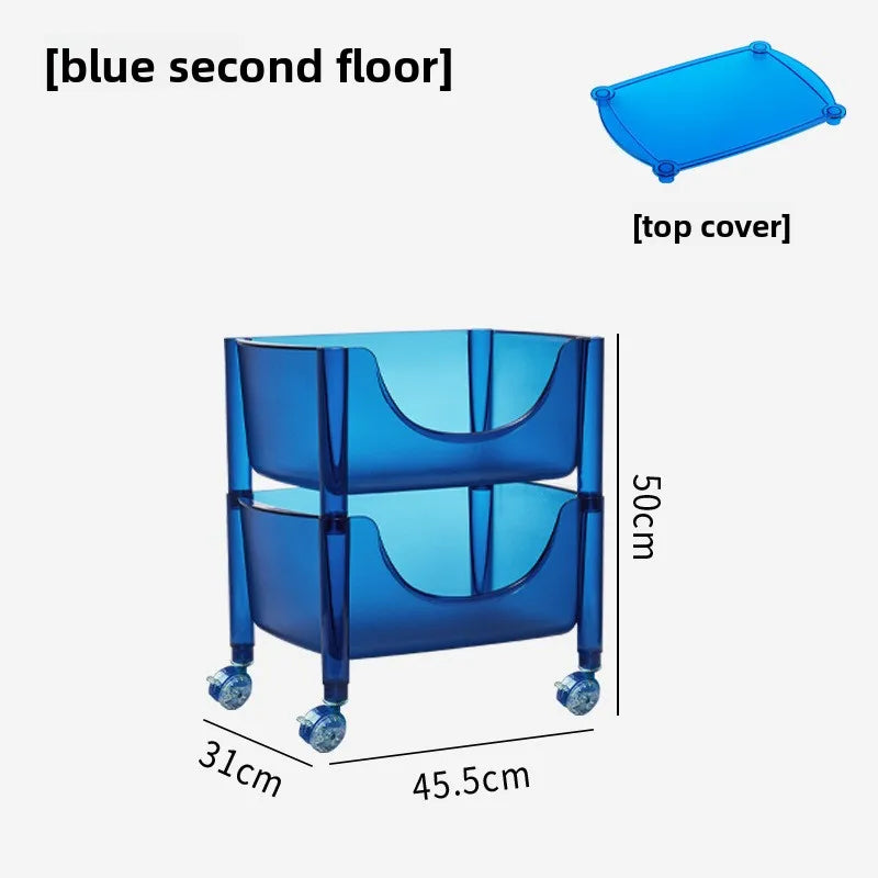 Creative acrylic multi-layer removable shelves ins bedroom kitchen trolley bathroom storage cabinet Oasis Select Blue 2 layers