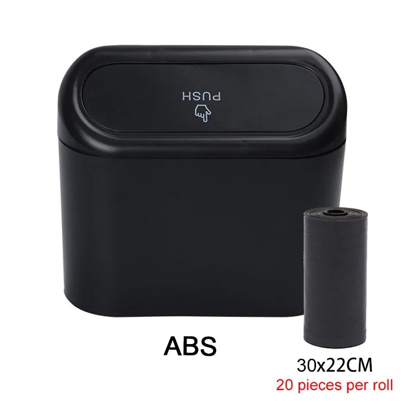Car Trash Can with Lid Hanging Dustbin Garbage Box Car Interior Storage Case Trash Door Seat Clip Stand Holder Car Accessories Oasis Select B 1rolls