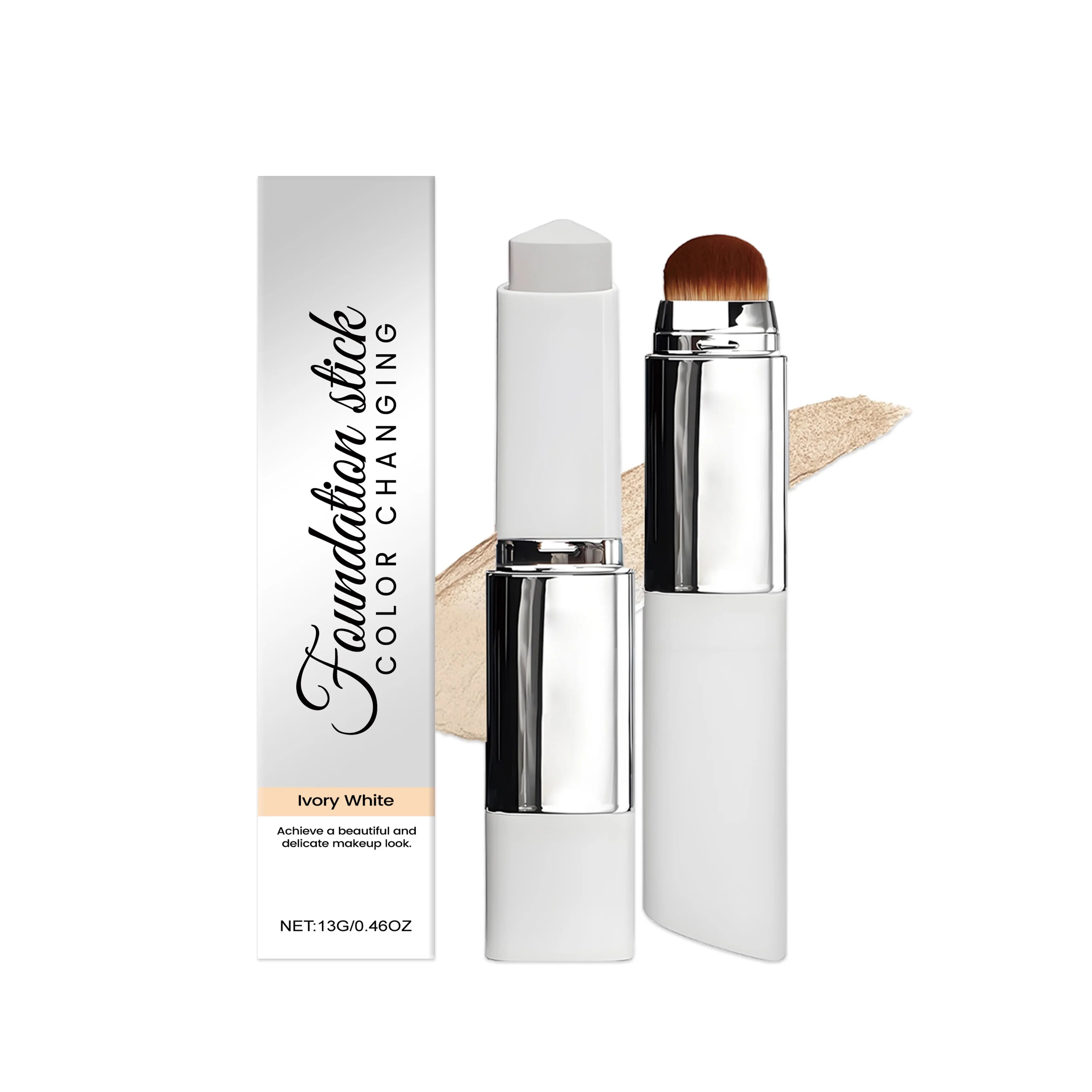 Foundation Make-Up Stick Double Head with Brush 3 Colors Lightweight Moisturizing Brighten Matte Concealer 2IN1 Foundation Stick Oasis Select Ivory White