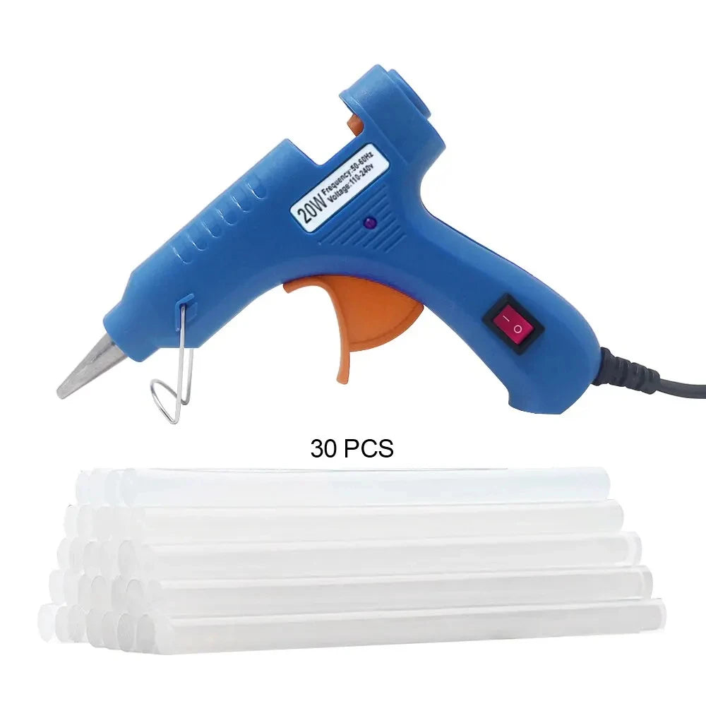 20W Hot Melt Glue Gun Household Industrial Mini Guns Electric Heat Temperature Tool Use 7mm Glue Sticks Oasis Select Blue 20W EU
