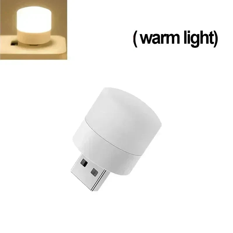 1-20PCS Mini USB LED Light Portable Plug Lamps Eye Protection Book Reading Light Small Round Car Bulb Computer Mobile Power Lamp Oasis Select 2pcs Warm light
