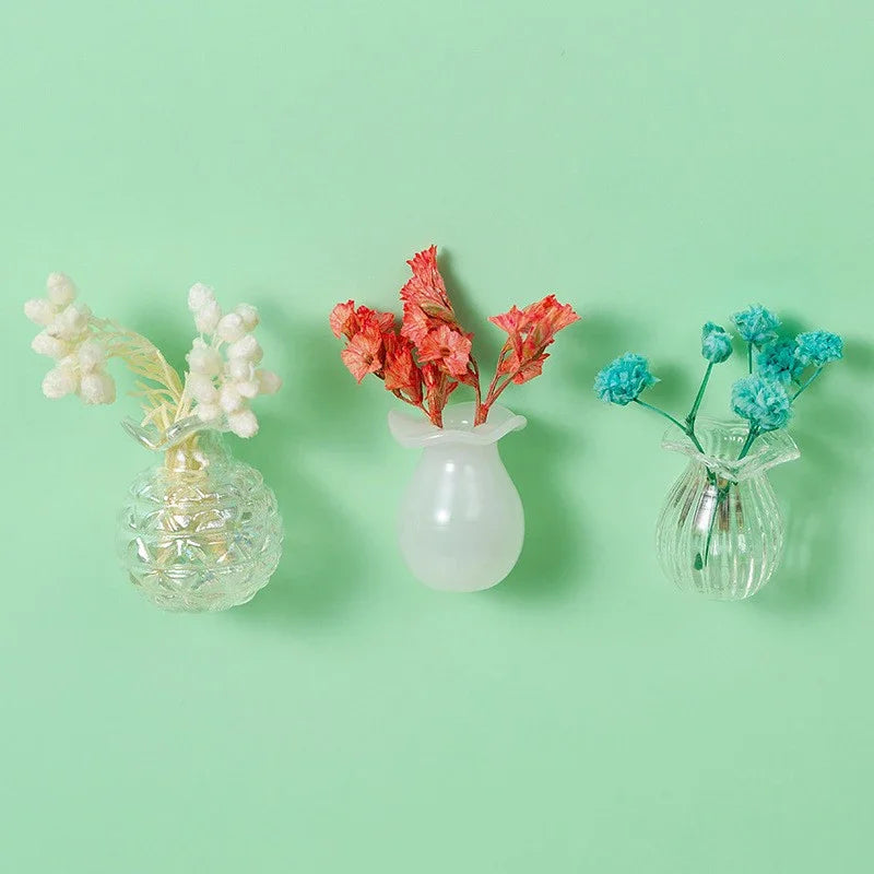 DIY Mini Glass Vase Fridge Magnet Porcelain Flower Plant Message Sticker Green Kitchen Decor Gift Oasis Select