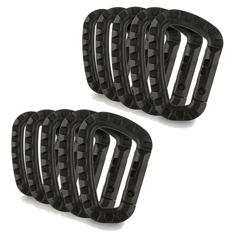 5/10/15Pcs Tactical Carabiner Clip Set Outdoor Steel Hook Camping Lock Daily Key Chain Keychain Buckle Backpack Bag Karabiners Oasis Select black-10pcs