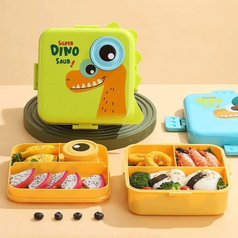 1660ml Dinosaur Lunch Box Plastic Cartoon Bento Box Sealed Double Layer Microwave Lunch Box For Kids Oasis Select