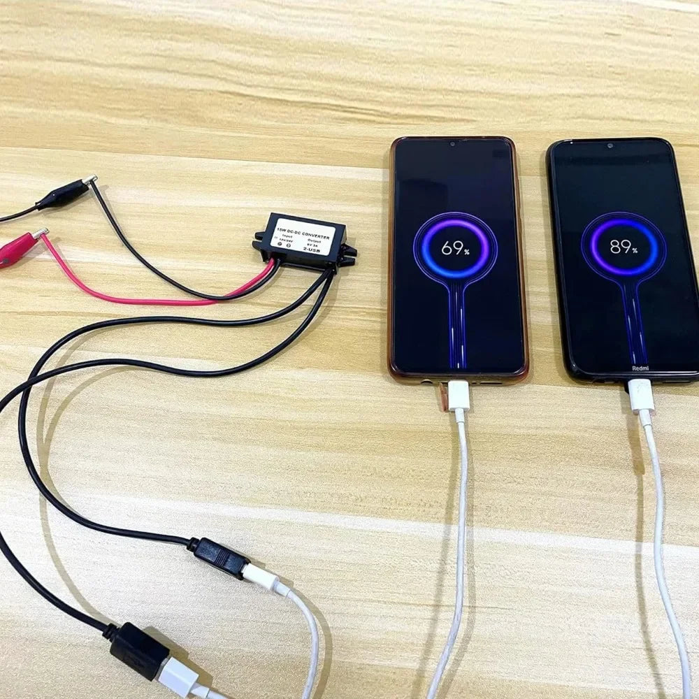 12V/24V to 5V 3A Power Adapter Converter DC-DC Step Down Module USB-A Female/Type C/dual USB/open Wire Connector Waterproof CE Oasis Select