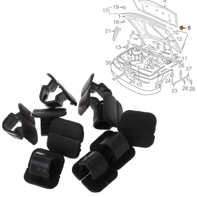 10/30/60pcs Car Bonnet Engine Hood Sound Deadener Insulation Clips For VW Lupo Passat Phaeton Scirocco Tiguan Holding Rivet Oasis Select
