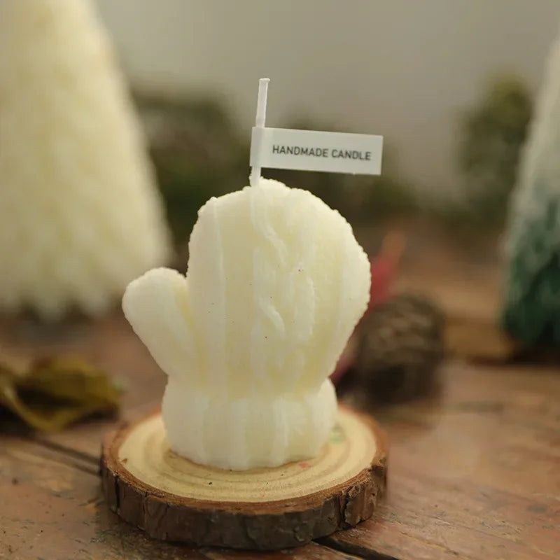 Christmas Wool Gloves Aromatherapy Candles Holiday Gifts Ins Photography Props Diy Creative Ornaments Aromatherapy Candles Decor Oasis Select WHITE