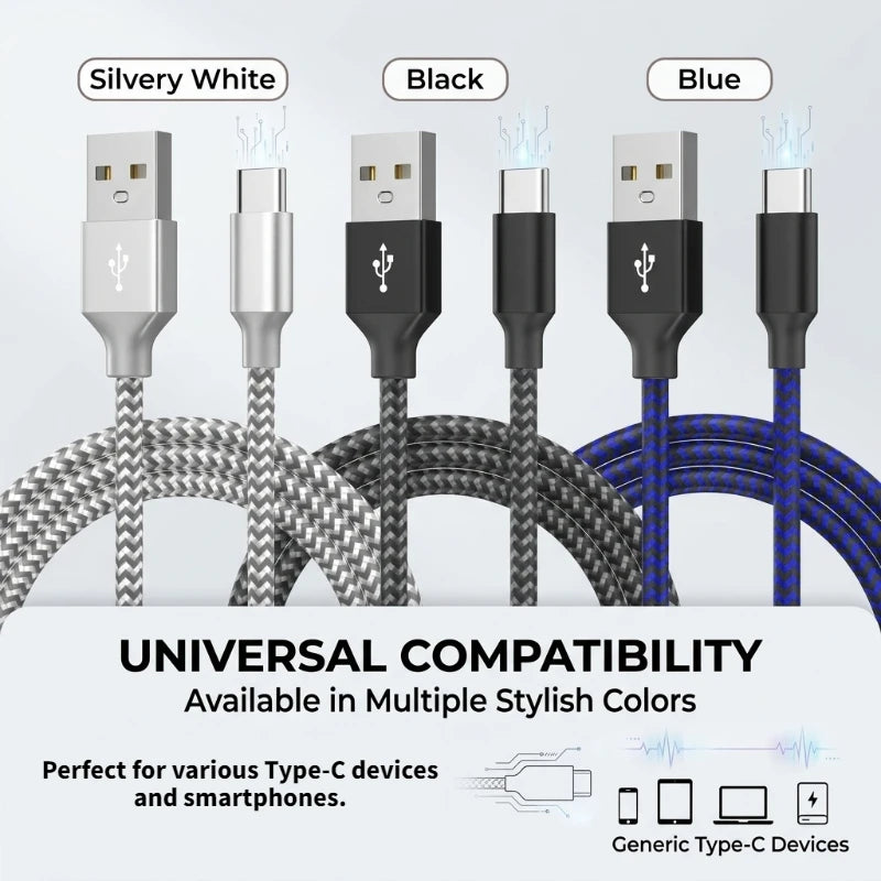 USB To Type-C Nylon Data Cable Supports 10A Ultra-Fast Charging 1m/3m Pptional Both Electrical Charging And Data Transmission Oasis Select