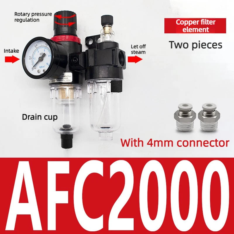 AFC2000G1/4 "air Compressor Oil-water Separator Air Source Processor Two-piece Air Filter for Pressure Reducing Valve Regulator Oasis Select B 4mm tracheal joint AFC2000