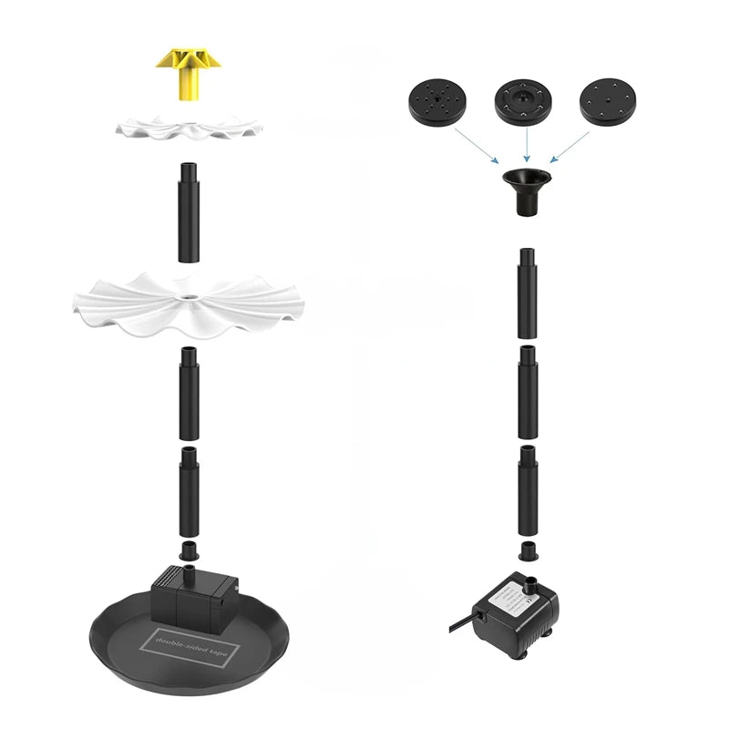 3 Tiered Bird Bath With Solar Pump,DIY Solar Fountain Detachable And Suitable For Bird Bath, Garden Decoration,Outdoor Oasis Select