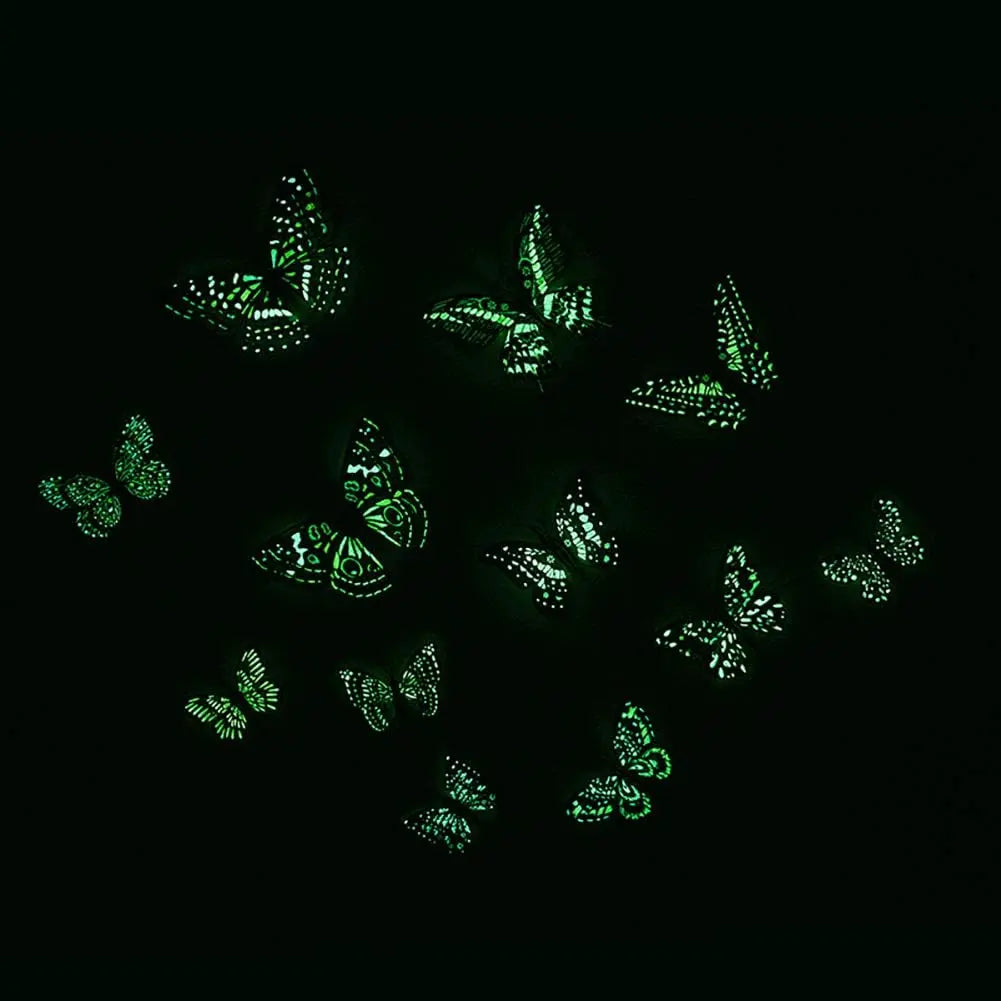 12Pcs Luminous Fridge Magnets 3D Butterfly Design Decal Art Stickers Room Fridge Magnetic Home Decor DIY Wall Decoration Newest Oasis Select
