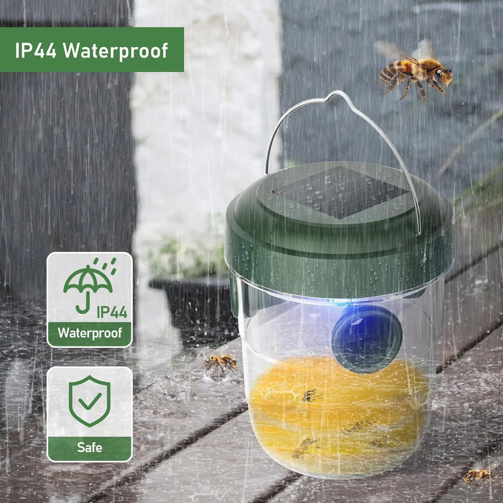1PC Solar Wasp Traps Clear Waterproof Hanging Hornets Trap for Indoor Outdoor Reusable Garden Fruit Bee Flying Catcher Oasis Select