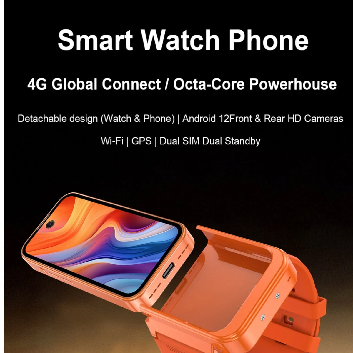 Q333 Mini Smart Watch 8GB RAM 128GB ROM Android 12.0 Face Unlock 2000mAh 4G LTE Type-C OTG 3.97‘’ Screen Detachable Smartwatch Oasis Select