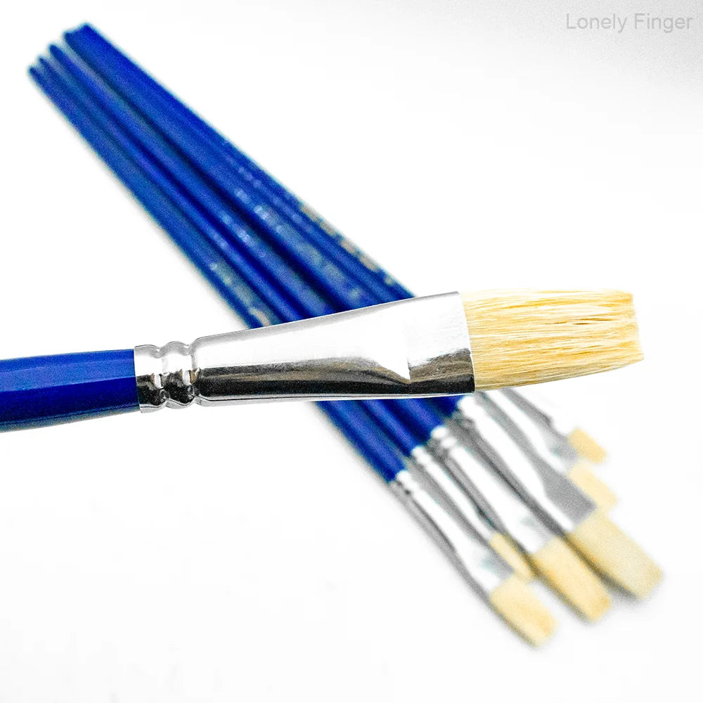 Professional Hog Bristle Flat Oil Paint Brushes Set, 7pcs Wooden Handle Hog Bristle Acrylic Paint Brush, Great for Oil and Acryl Oasis Select