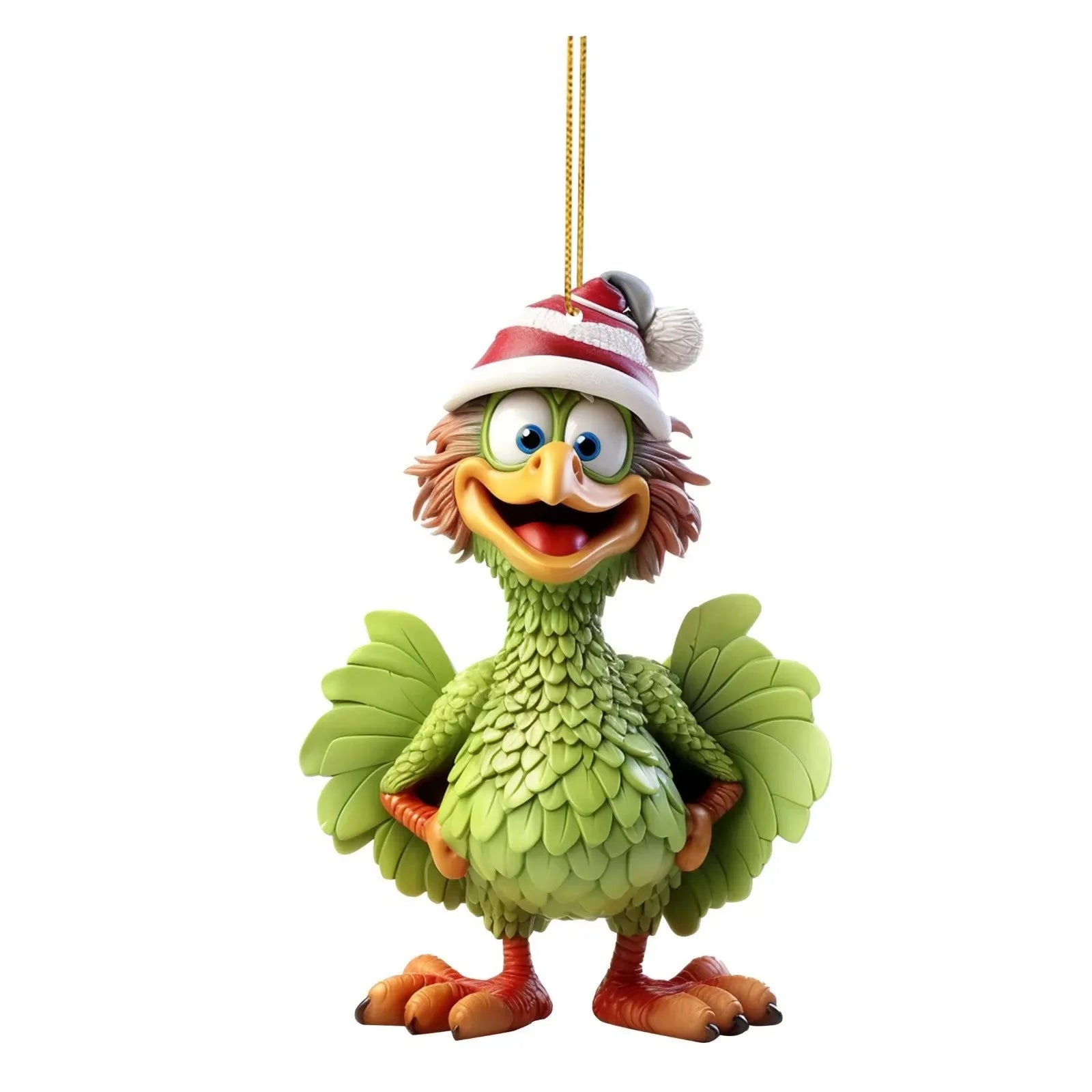 Funny Christmas Rooster Acrylic Ornament – 2D Cartoon Charm