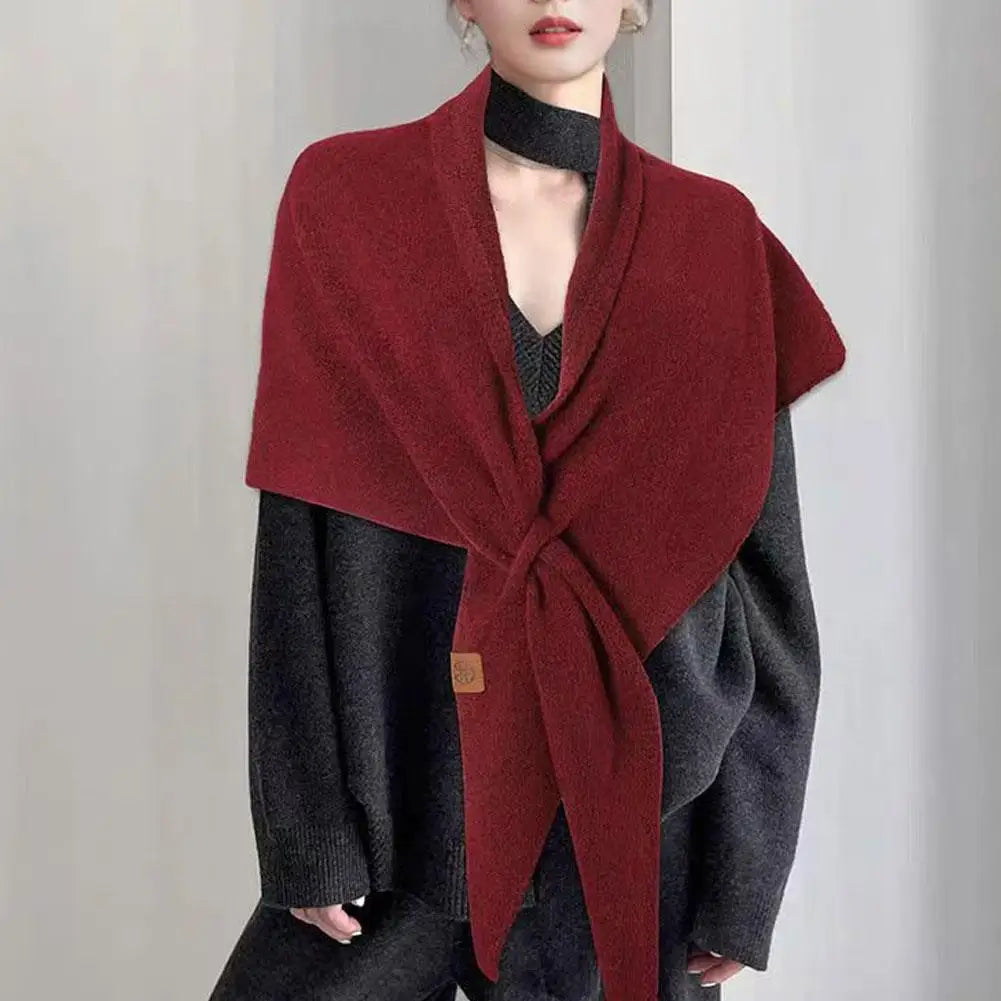 Women's Knitted Triangle Scarf – Soft Wool Blend Shawl Wrap