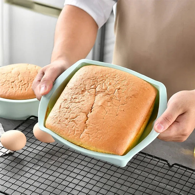 1/4Pcs Silicone Square Cake Plate Non-Stick Brownie Pot with Anti-Slip Handle Oven and Air Fryer Safe Perfect for Baking Cakes Oasis Select