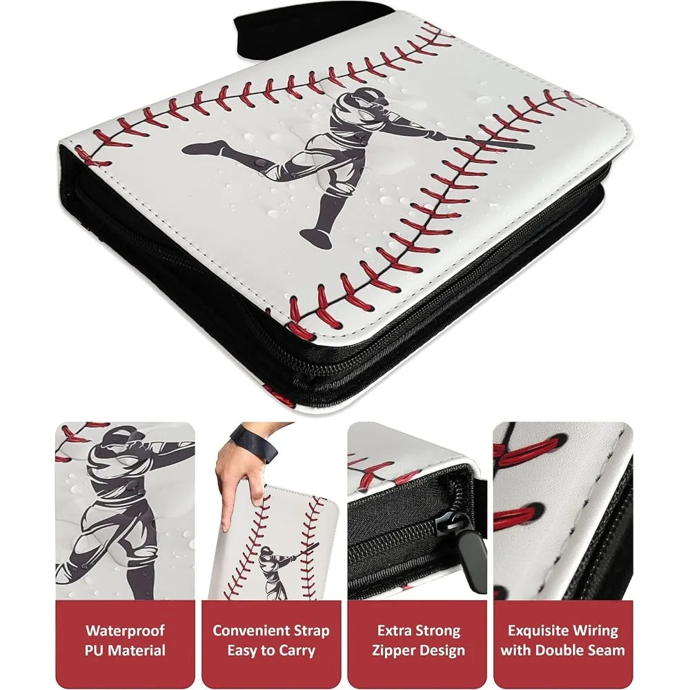 Trading Card Binder 400 Pockets 50 Pages Zipper 3 Ring Sports Album Baseball Card Storage Holder Compact Collector Case Oasis Select