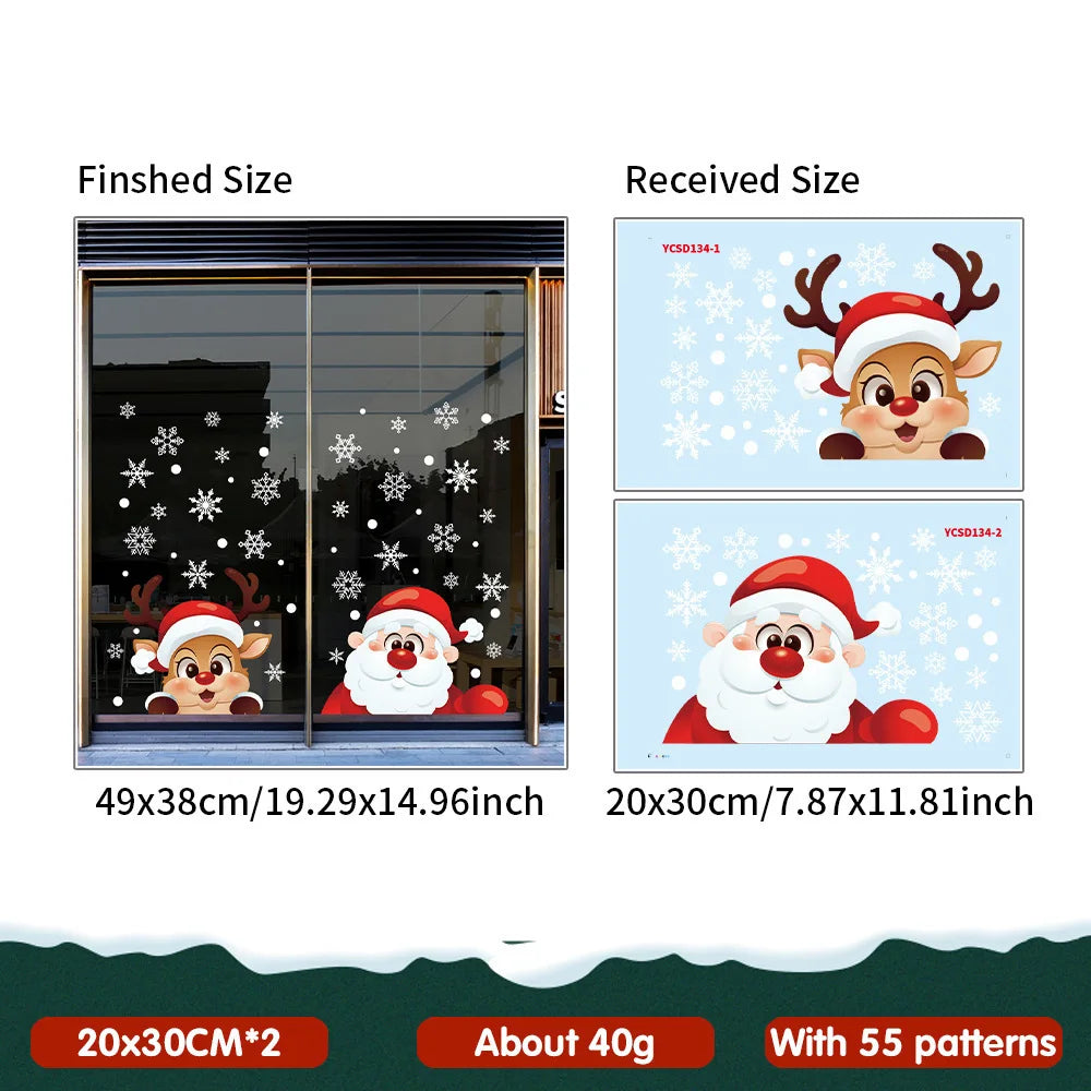 Christmas Static Stickers Door Layout Decorative Painting Window Display Flower Stickers Festive Atmosphere Decoration Oasis Select YCSD134