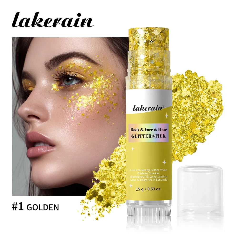 Body Shimmer Stick Glitter Glow Waterproof Long Lasting Non Sticky Smooth Rich & Dazzling Glitters Body For Festival Party Makeu Oasis Select 01 Golden
