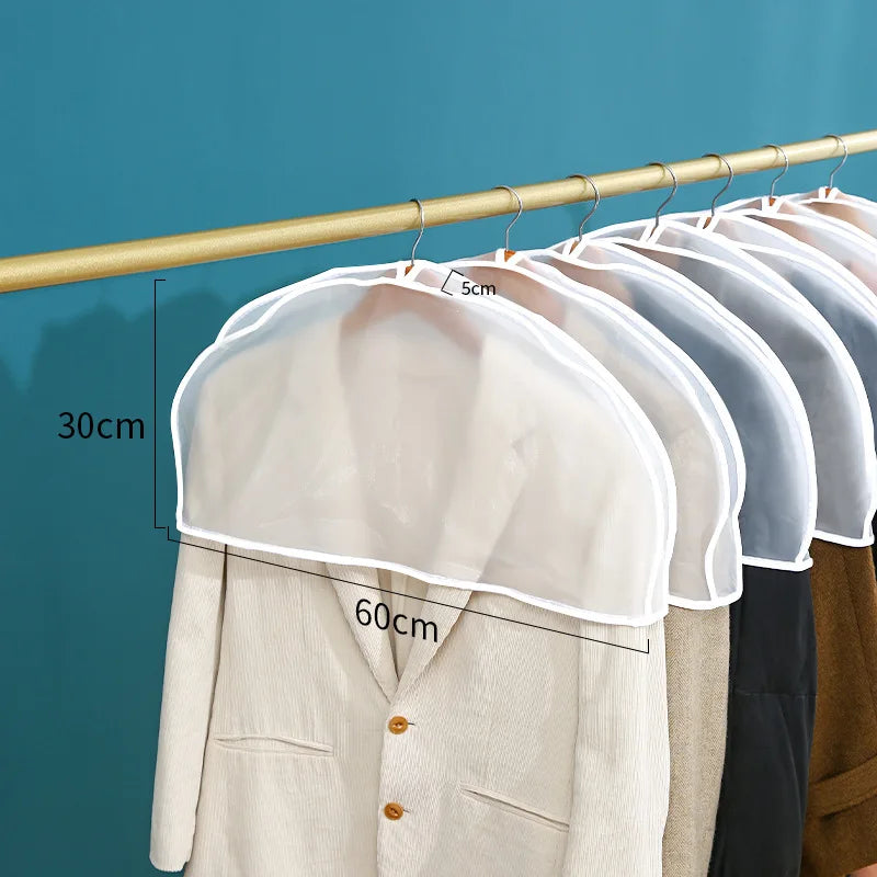 1-40PCS Semi-Package Clothes Dust Cover EVA Waterproof Transparent Suit Coat Storage Bag Short Wardrobe Hanging Clothes Cover Oasis Select