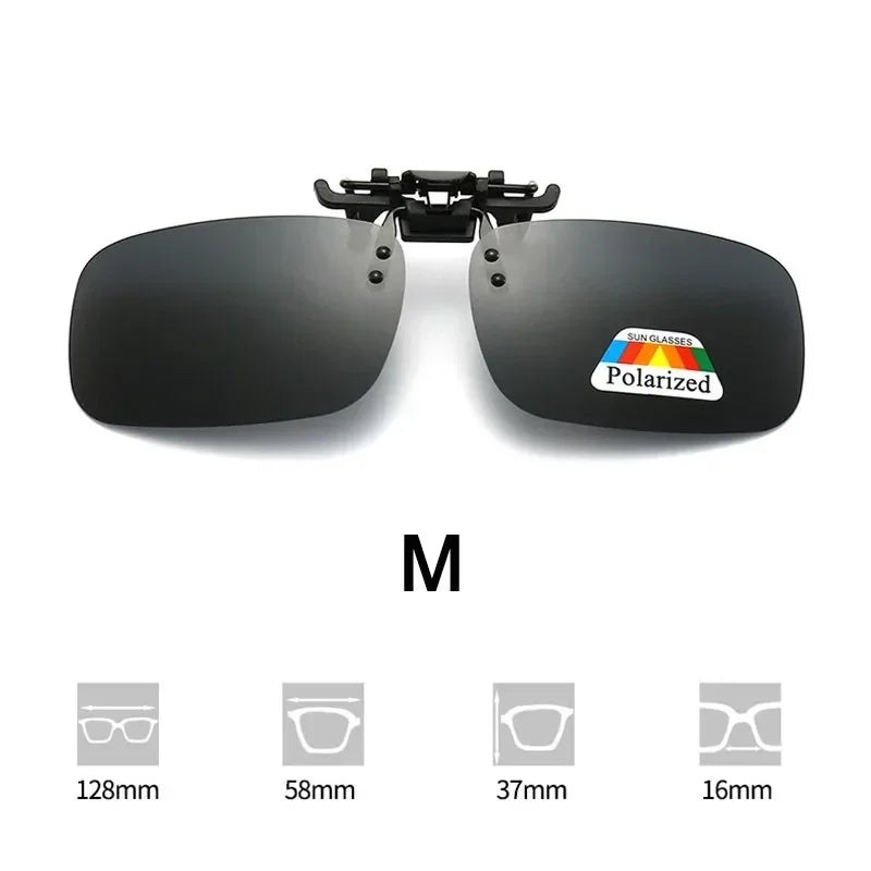 Polarized Sunglasses Clips Glasses Clip Driving Night Vision Eyeglasses UV400 Outdoor Shades High Definition Sun Glasses Clips Oasis Select M Black-1pc