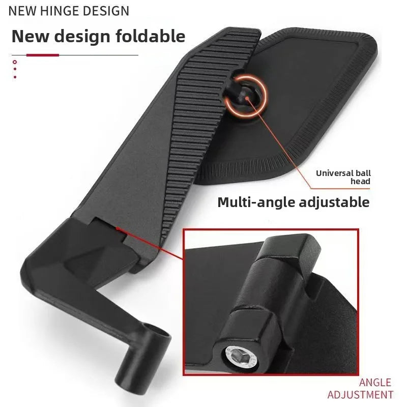 Motorcycle and Electric Bike Folding Universal Adjustable Aluminum Alloy Rearview Mirror with Wind Deflector Oasis Select