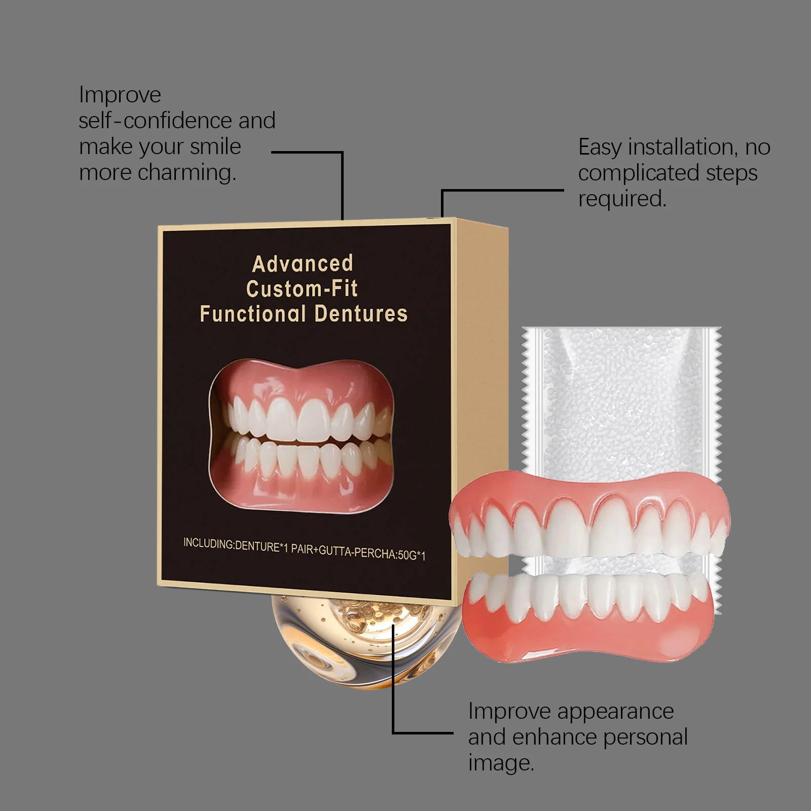 Denture Beauty Kit Daily Wear Comfortable Teeth Aesthetic Care Improve Smile Quality Dental Cosmetic Set For Oral Teeth Care Oasis Select