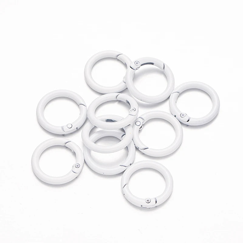 5pcs 20/25/28/33mm Metal O Ring Spring Clasps Round Carabiner Keychain Bag Clips Hook Buckles Connector For DIY Jewelry Making Oasis Select White Outer Size 25mm