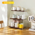 Cup storage rack desktop water cup collection rack dining table bar counter, household tea cup holder double-layer drain Oasis Select Brown 34 long
