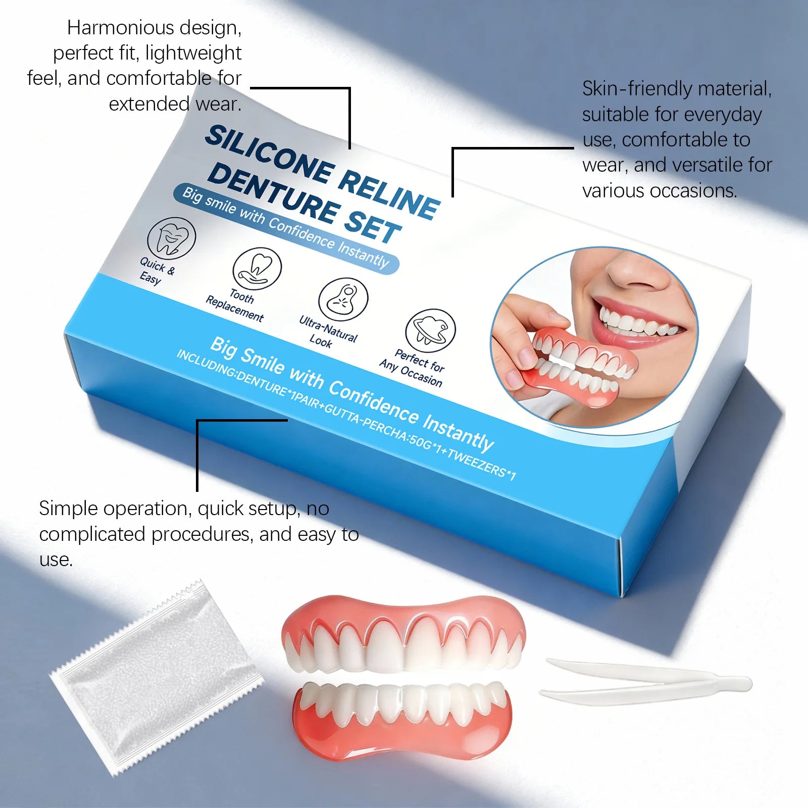 Silicone Reline Denture Set – Fake Teeth Kit for Comfort & Fit Denture Reline Kit Oasis Select