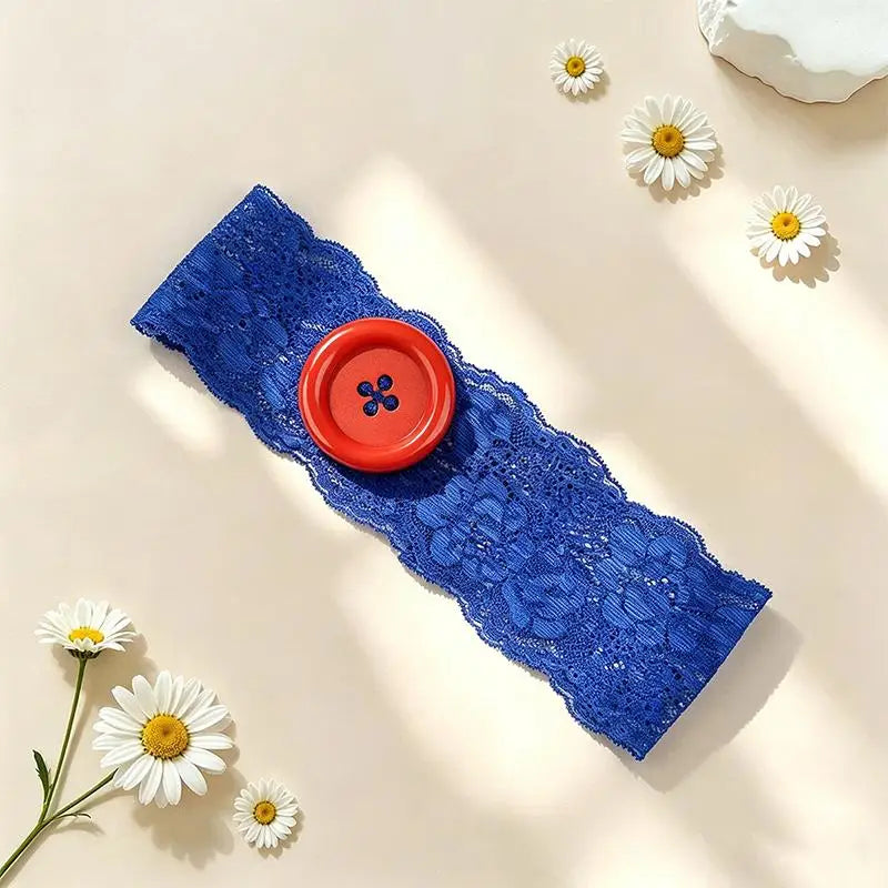 Y2K Lace Button Headband – Colorful Oversized Women's Style Fashion Headband Oasis Select A8