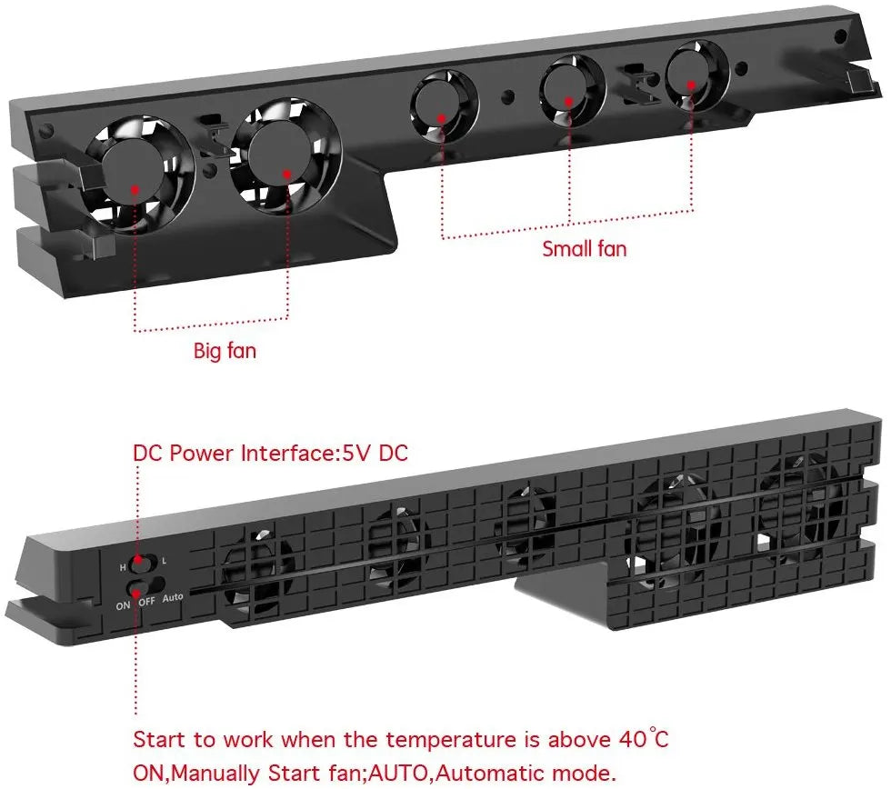 PS4 Pro Slim Cooling Fan Stand – Smart Turbo 5-Fan Base