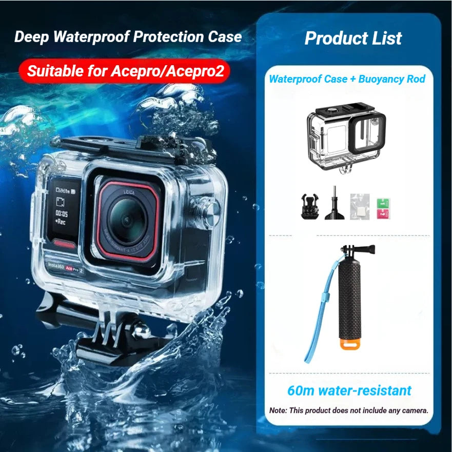 Waterproof Housing for Insta360 Ace Pro 2 – 60M Dive Kit