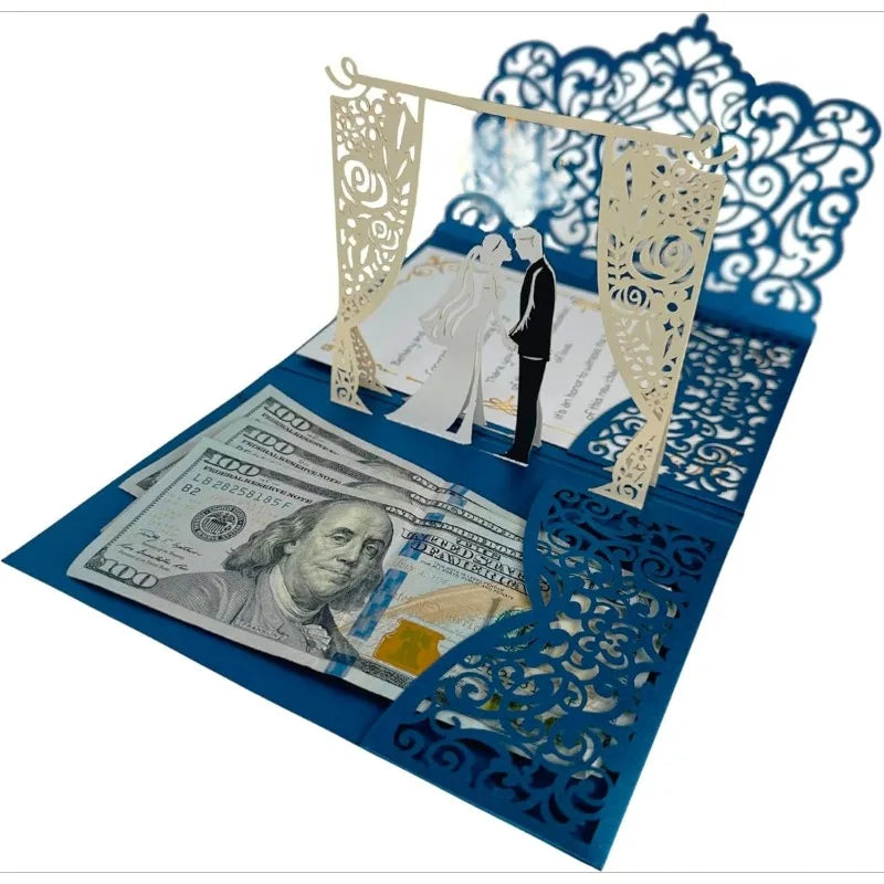 3D Bride and Groom Rose Gold Pop Up Wedding Invitations Laser Cut Greeting Cards Envelope Bridal Shower Invitation Cards Oasis Select