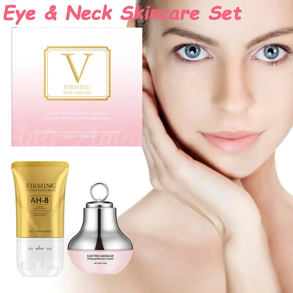 AH-8 Firming Neck Cream Moisturizer Anti Aging Smoothing Wrinkles Electric Massage Polypeptide Eye Cream Eye & Neck Skincare Set Oasis Select