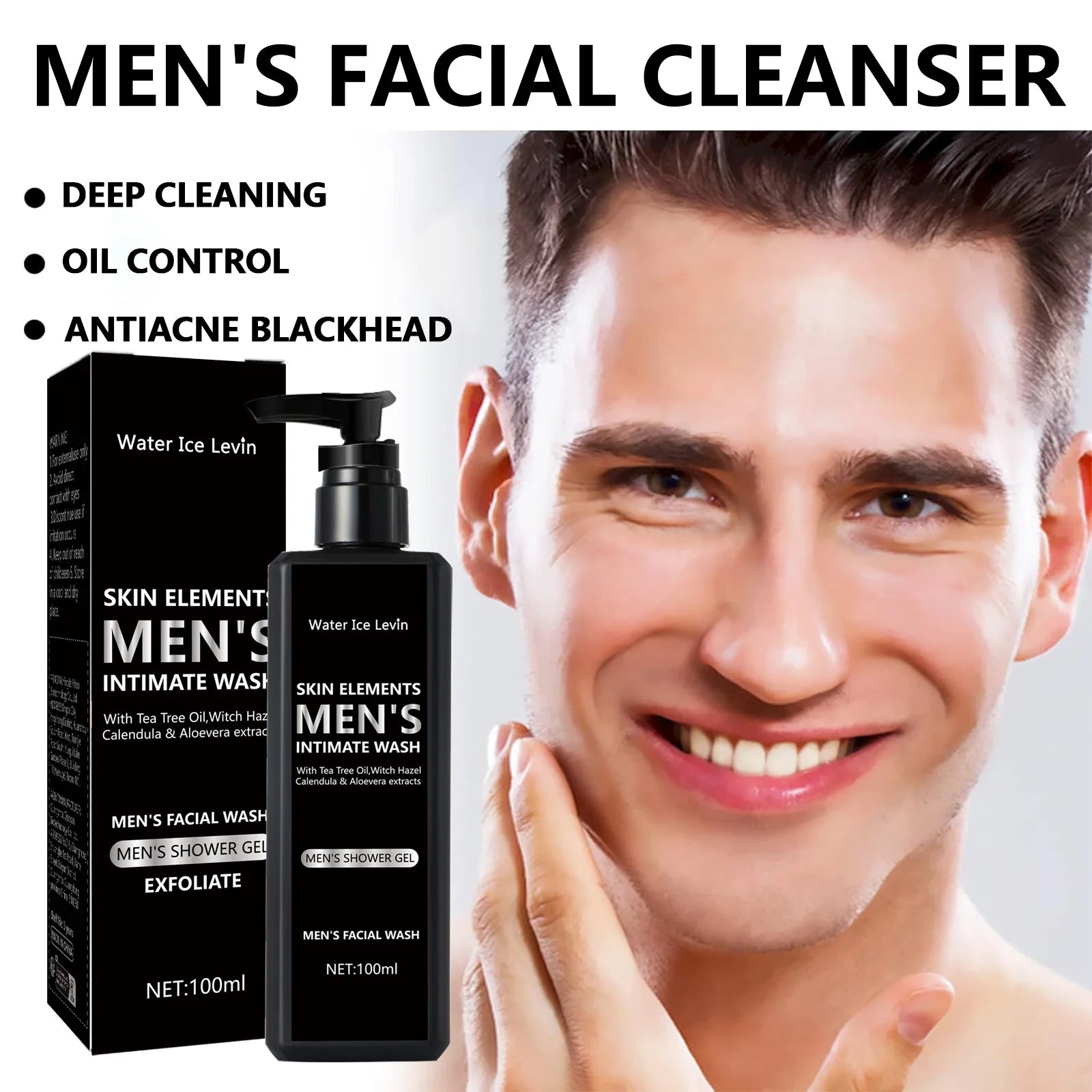 100ML men's facial cleanser for daily cleansing and bathing, suitable for oily skin, soothing, purifying and cleaning Oasis Select