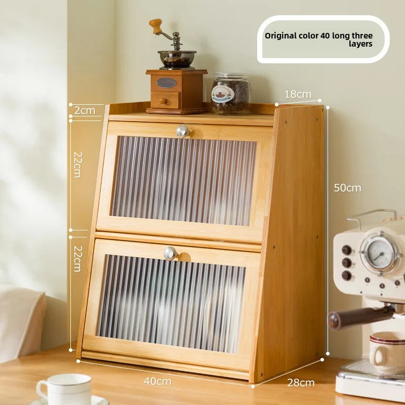Desktop coffee cup storage box mug tea set shelf water cup cosmetics shelf solid wood bamboo with lid Oasis Select 2-40 primary