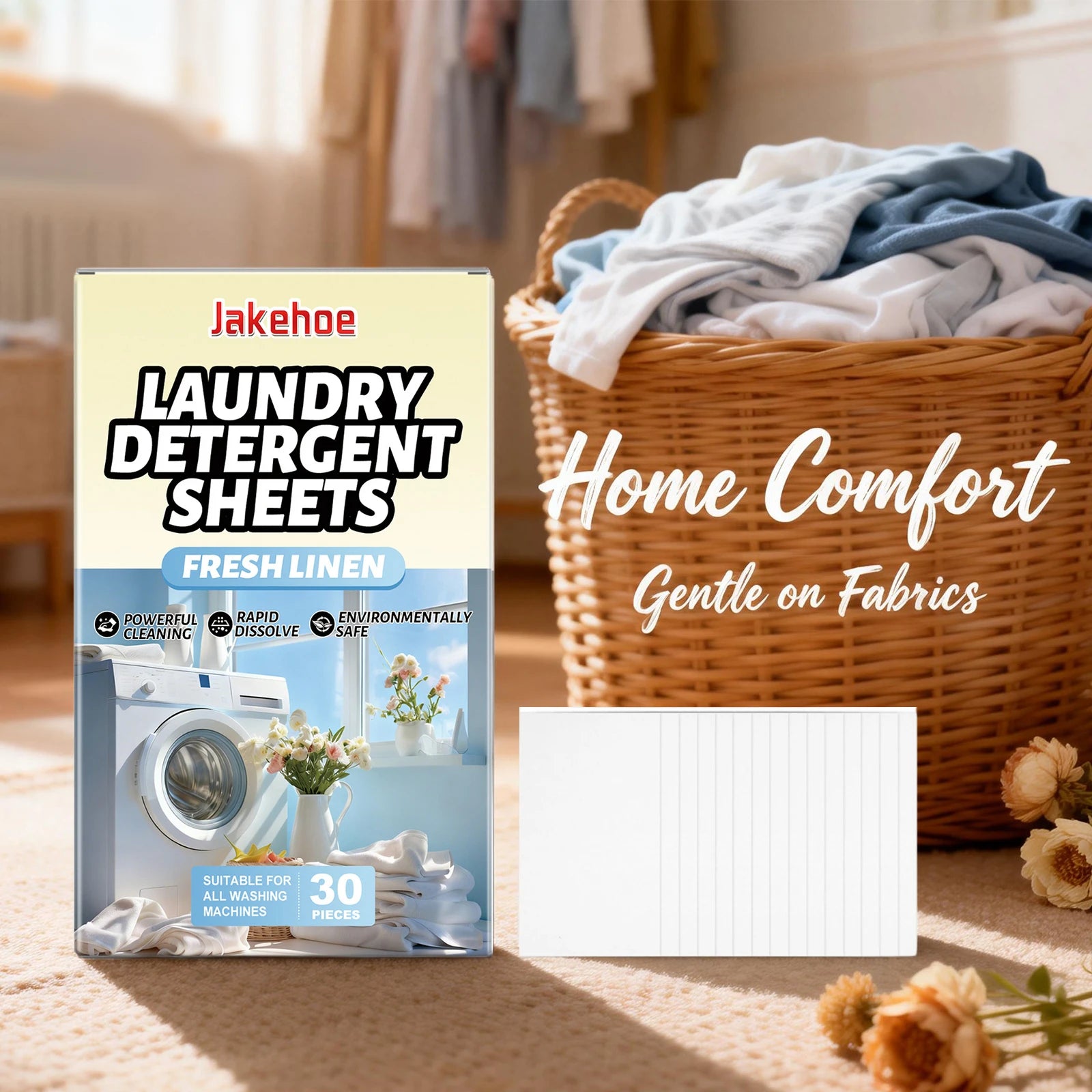 Laundry Detergent Sheets for Clothing Stain Removal Powerful Cleaning Fresh Linen Scent Suitable for All Washing Machines Oasis Select