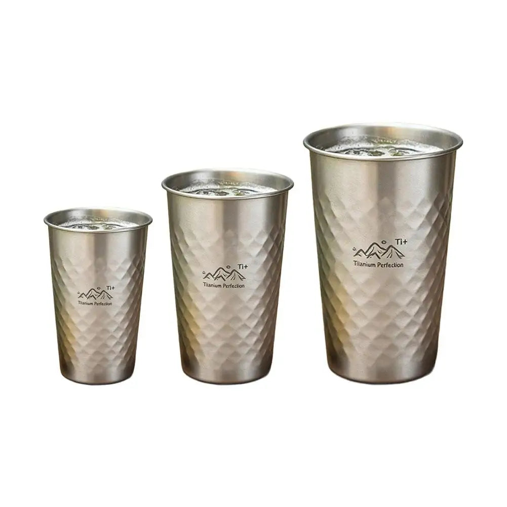Titanium-Finish Camping Cup Set | 350–600ml Ultralight Drinkware