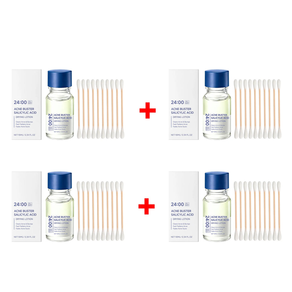 Salicylic Acid Drying Lotion Face Serum with Cotton Swab– Reduce Pimples & Breakouts Fade Acne Scars Minimize Pores Skin Renewal Oasis Select 4pcs