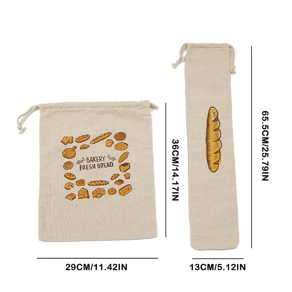 Reusable Drawstring Linen Bread Bags Large Washable Storage Food Accessories Home Unbleached Kitchen Organizer Oasis Select