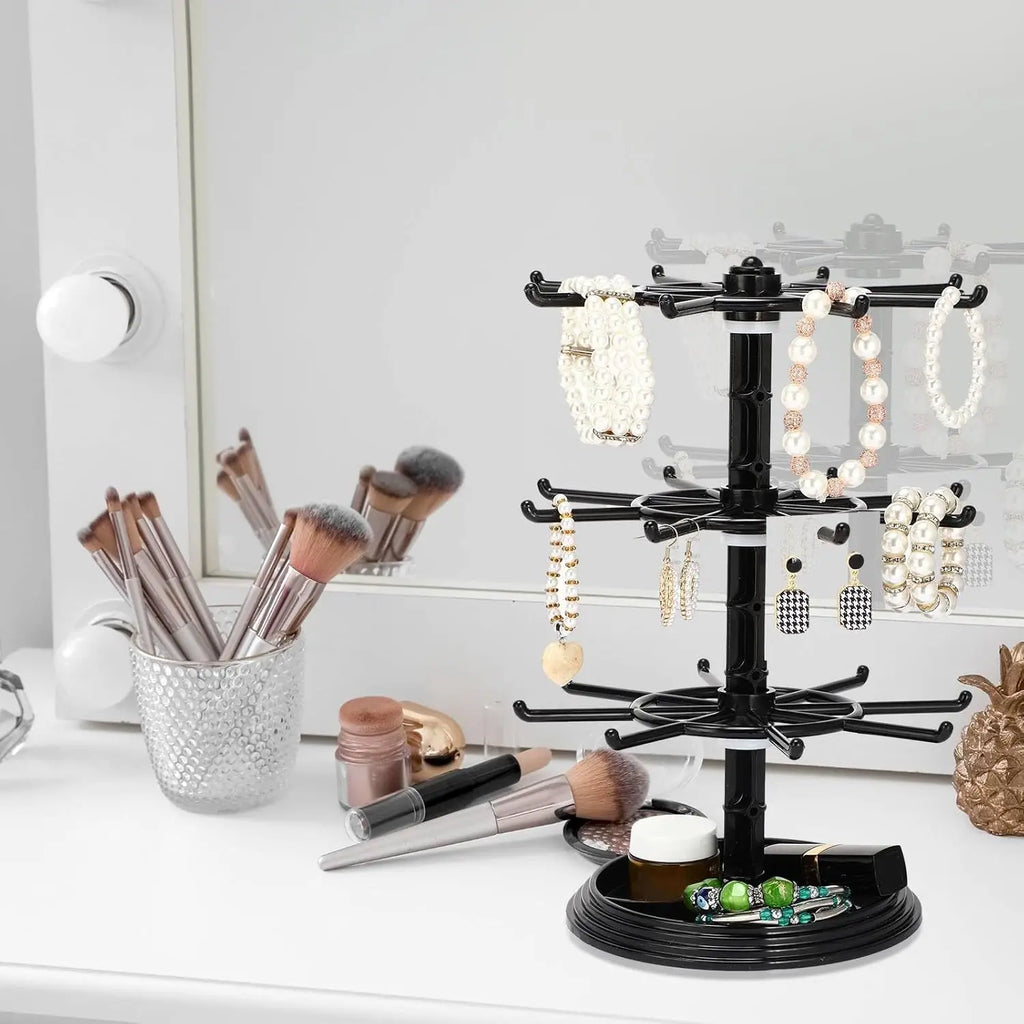 1pc 2/3 Floor Rotatable Jewelry Storage Rack Necklace Display Rack Rotating Keychain Bracelet Storage Rack Perfect Holiday Gift Oasis Select