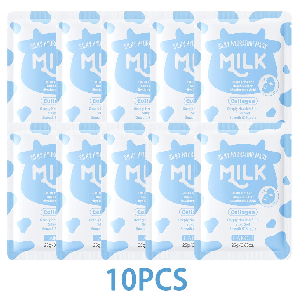 LAIKOU Milk Collagen Sheet Mask – Hydrating & Brightening 25g Collagen Sheet Mask Oasis Select 10pcs