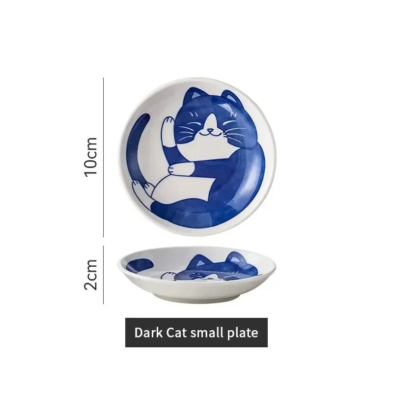 Ceramic Sauce Dishes Sushi Plate Tableware Japanese Style Dessert Creative Cute Cartoon Lucky Cat Pattern Spice Plate Oasis Select 1pc Style C 2x10cm
