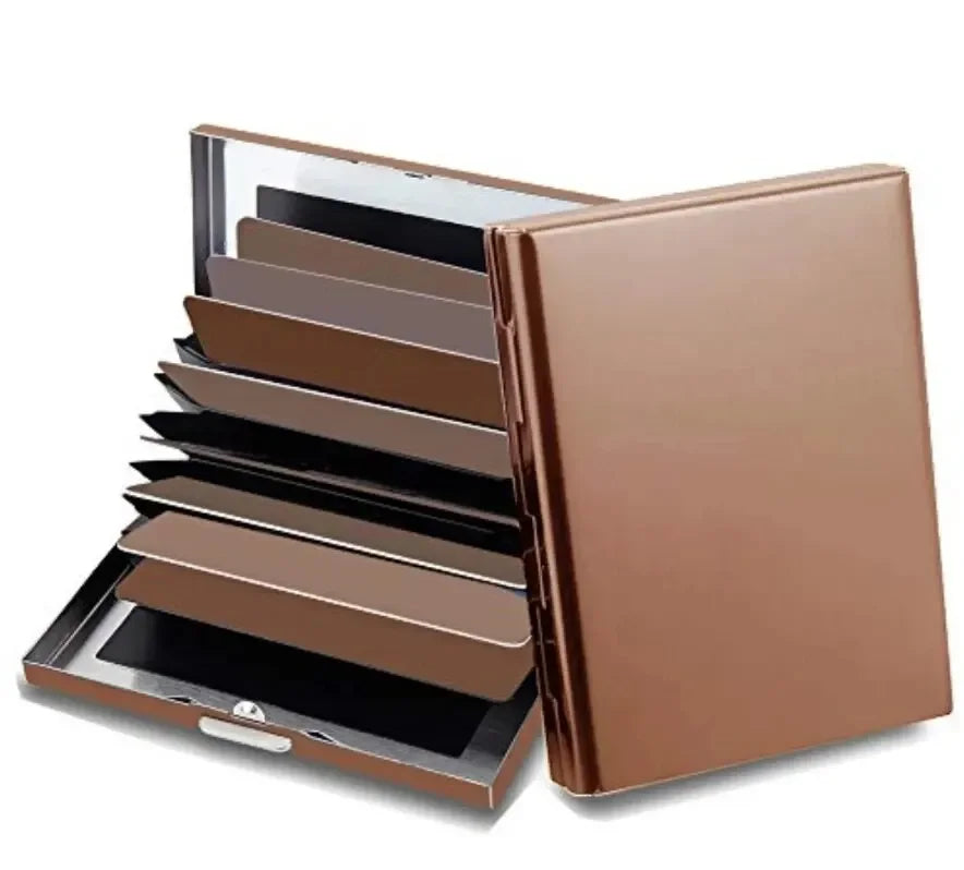 6 Slots Stainless Credit Card Holder Men Slim Anti RFID Travel ID Cardholder Debit Box Women Wallet Metal Case Porte Carte Oasis Select Rose gold