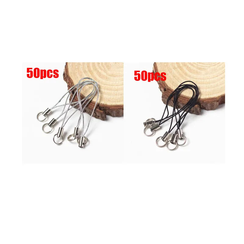 50/100pcs Wire Cord Mobile Phone Craft Pendant Lanyard DIY Handmade Materials Key Ring DIY Toys Pendant Clips Lanyard Accessorie Oasis Select 100pcs mix 2
