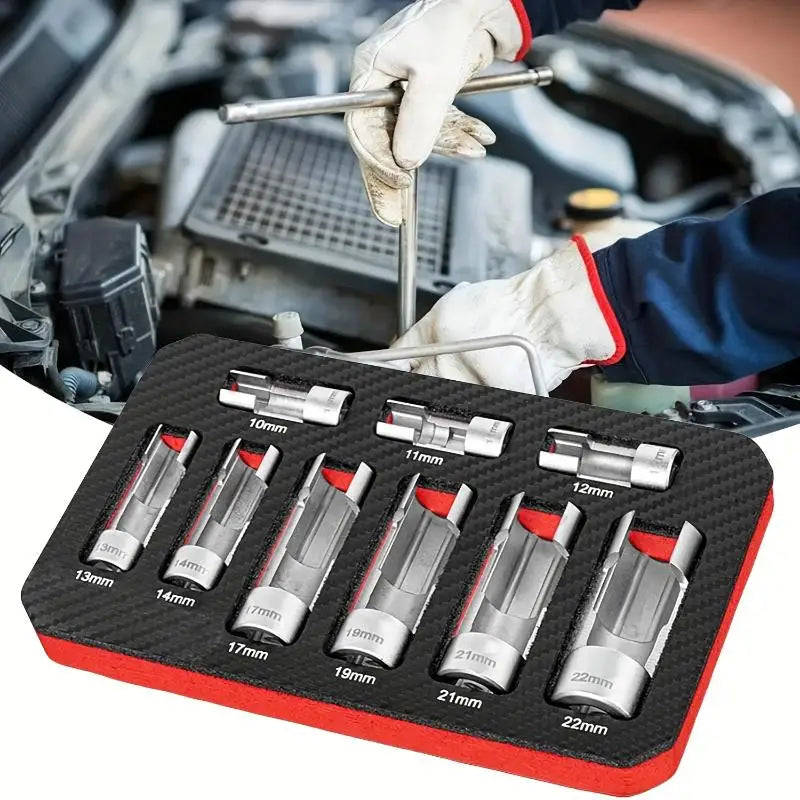 9Pcs Automotive O2 Oxygens Sensors Socket Offset Wrench Remover Tool And Thread Chasers Tool 10-22mm Oasis Select