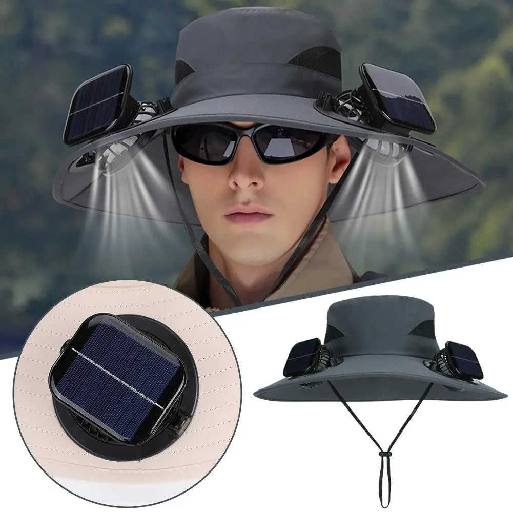 Solar Fan Hat – Wide Brim UV Protection & 3-Speed Cooling